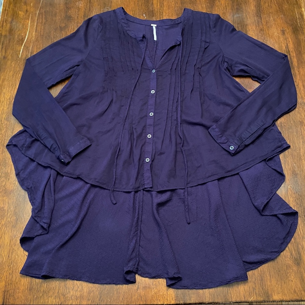 Free People Hi-Low Long Sleeve Blouse - Size XS